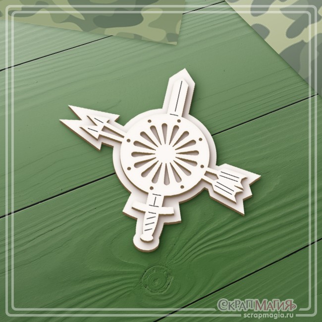 3D chipboard Scrapmagia "RVSN emblem", size 55x61 mm