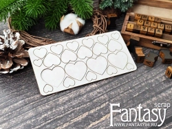 Чипборд FantasyScrap «Сердечки 3990», размер от 1,2 см до 3,2*2,9 см