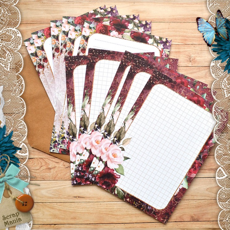 Набор листов А6 в конверте "Марсала. Журналинг", 12 листов (ScrapMania)