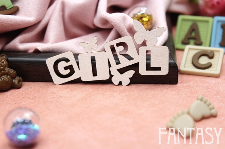 Chipboard Fantasy  "Cubes GIRL 2143" size 6.3*3.1 cm