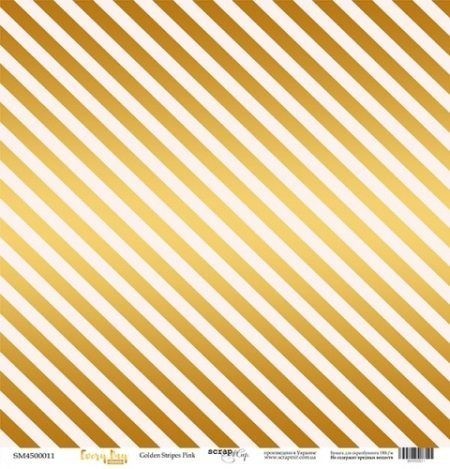 Односторонний лист бумаги с золотым тиснением ScrapМир Every Day Gold "Golden Stripes Pink" размер 30*30см, 190гр