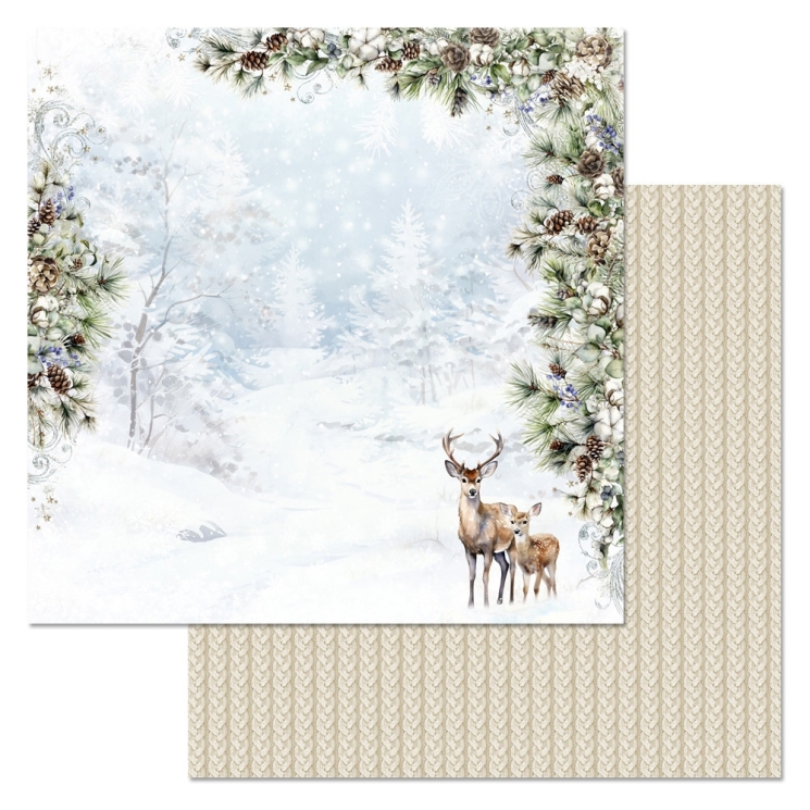 Двусторонний лист "Снежные сказки. Тихо падал снег", размер 30*30 см, 180гр (ScrapMania)