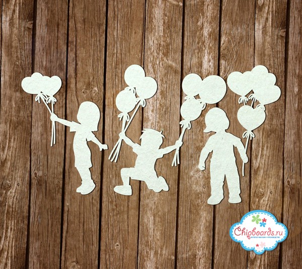 Чипборд "Детишки с шариками 2", размер 6-7 см 