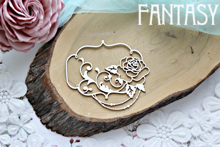 Chipboard Fantasy "Frame with rose 617" size 8.7*7.5 cm