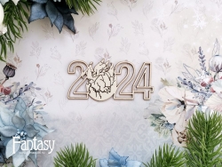 Чипборд Fantasy "Надпись 2024, 3029», картон 1,5 мм, размер 5,3*2,6 см