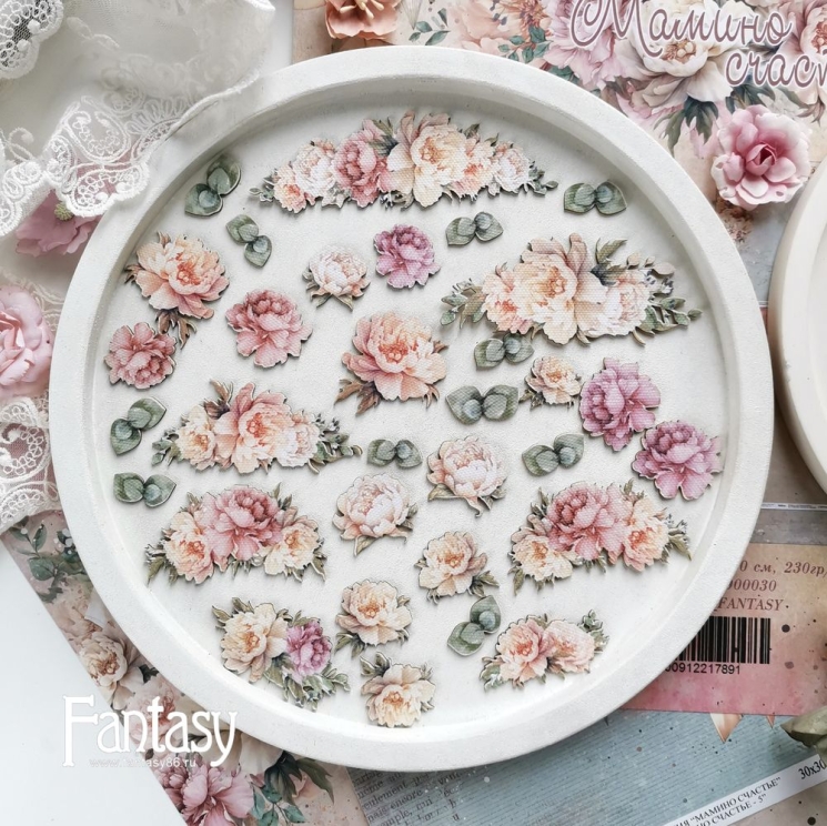 Тканевые высечки Fantasy "Мамино счастье-56", на бумажной основе, 32 шт в наборе