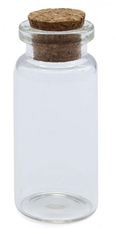 1 piece glass bottle with a stopper, size 2.2 x 5 cm