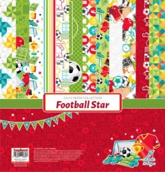 Набор двусторонней бумаги ScrapBerry's "Football Star", 8 листов, размер 30,5х30,5 см, 190 гр/м2