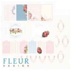 Двусторонний лист бумаги Fleur Design Солнечное лето "Теги", размер 30,5х30,5 см, 190 гр/м2