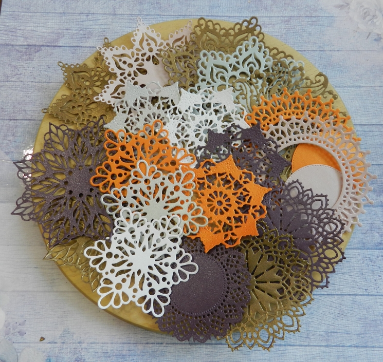 Вырубка набор салфеток 19 шт бумага дизайнерская перламутровая 125 гр. 