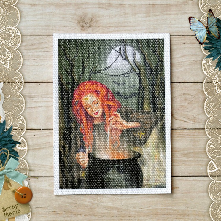 Fabric card " Divination. Witchcraft " size 6.5*9 cm (ScrapMania)