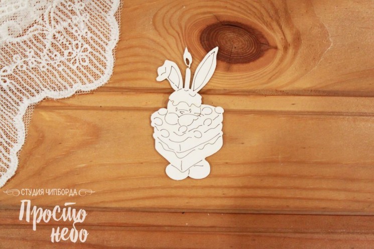 Чипборд Просто Небо "Зайка в торте", размер 43х75 мм