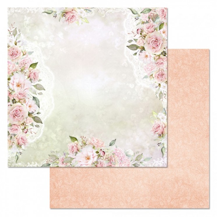 Double-sided sheet of ScrapMania paper " Wedding bouquet. Message", size 30x30 cm, 180 g/m2