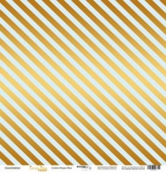 Односторонний лист бумаги с золотым тиснением ScrapМир Every Day Gold "Golden Stripes Blue" размер 30*30см, 190гр