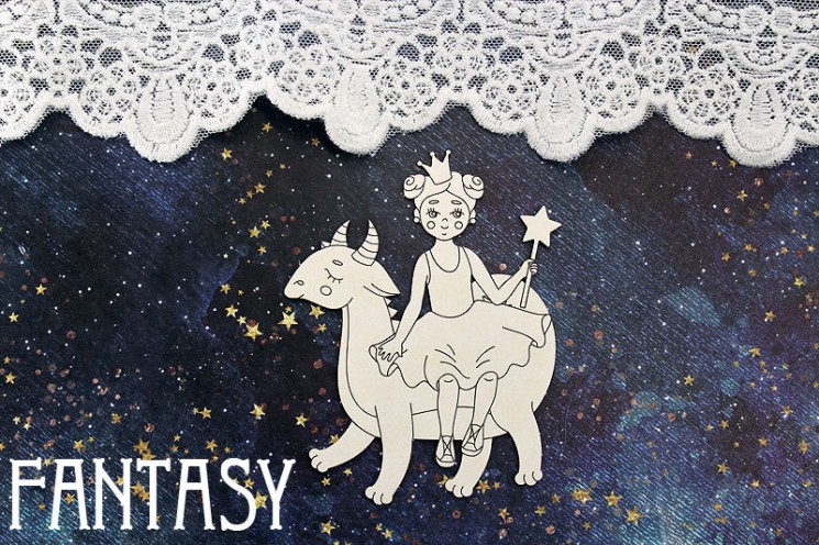Чипборд Fantasy "Принцесса и дракон 1435" размер 8,5*6,8 см