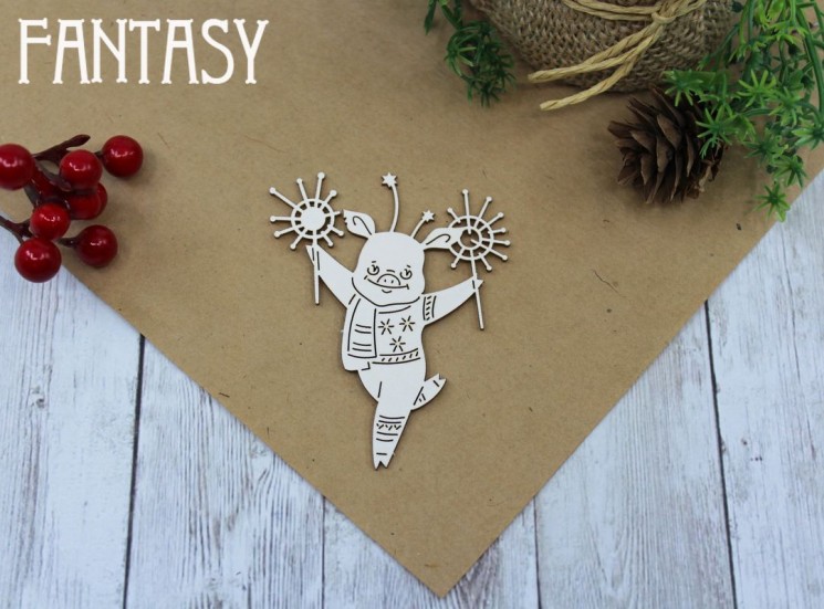 Чипборд Fantasy "Свинка с гирляндами 656" размер 5.5 *7 см