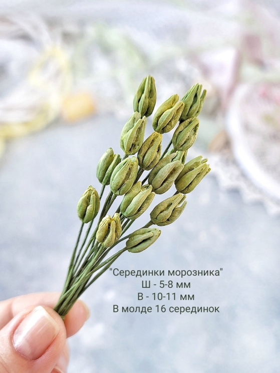 Молд "Серединки морозника", ширина 5-8 мм , высота 10-11мм, 16 серединок 