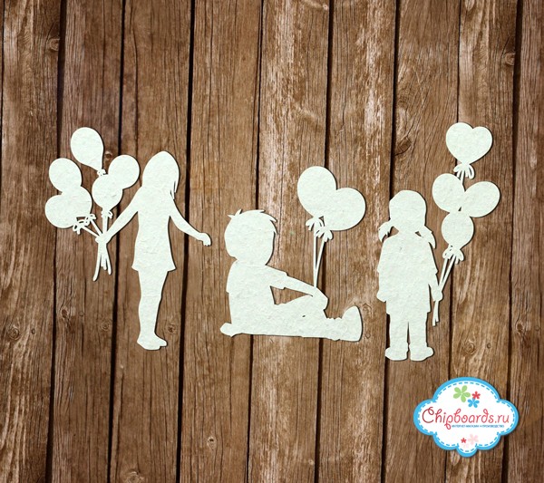 Chipboard "Kids with balls 1", size 6-7 cm