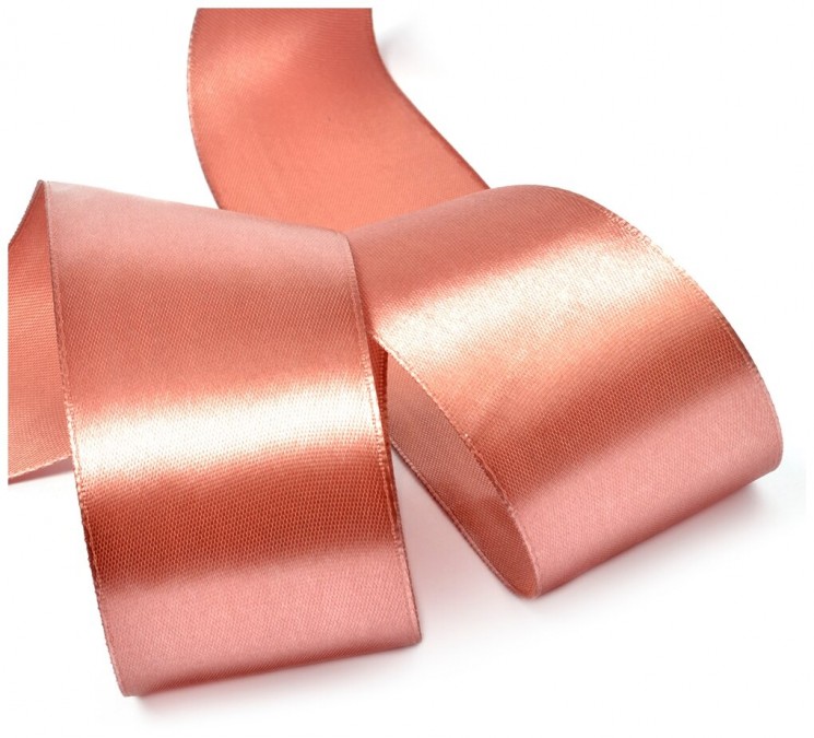Satin ribbon "Pink-beige", width 2.5 cm, length 5.6 m