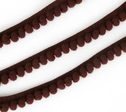 Тесьма с помпонами "Темно-коричневая", ширина 1 см, длина 1 м