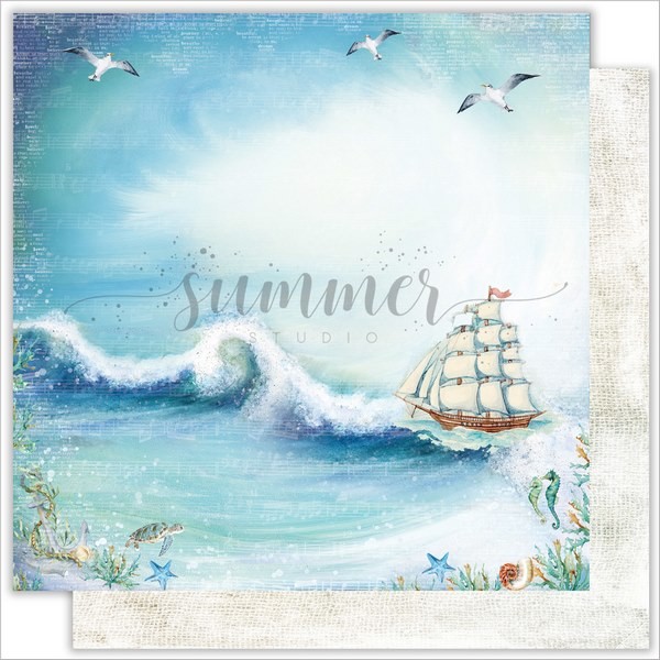 Двусторонний лист бумаги Summer Studio Sea Party "Ocean breeze" размер 30,5*30,5см, 190гр