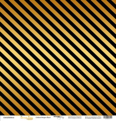 Односторонний лист бумаги с золотым тиснением ScrapМир Every Day Gold "Golden Stripes Black" размер 30*30см, 190гр