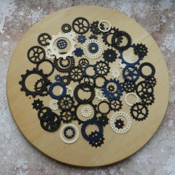 Вырубка набор шестеренок  60 эл. дизайнерская матовая бумага  290 гр.