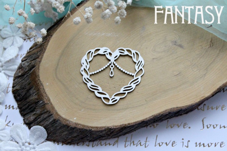 Fantasy Chipboard "Heart with pendant 773" size 6.2*5.7 cm
