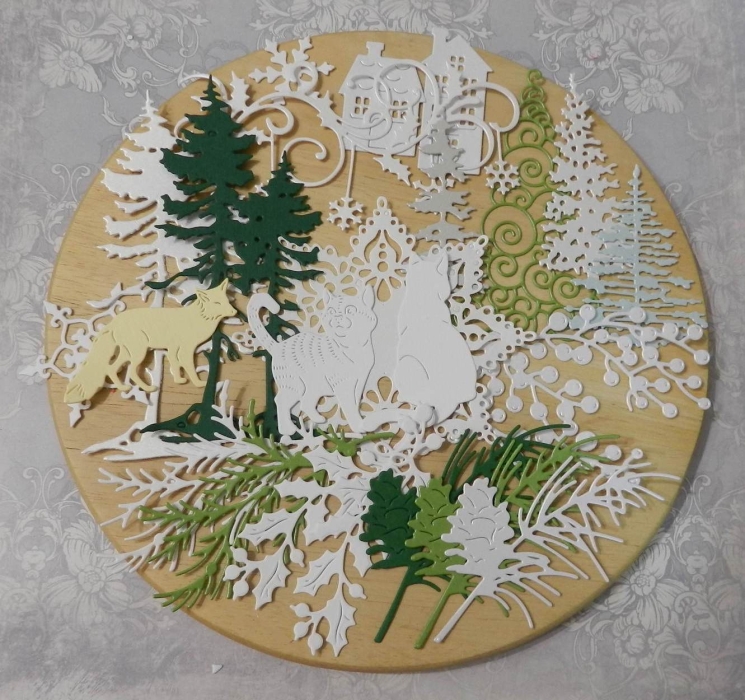 Вырубка набор 23эл. новый год бумага кардсток  +перламутровая дизайнерская 290 гр.