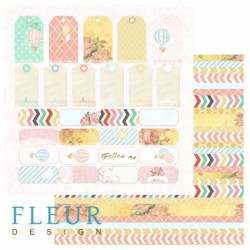 Двусторонний лист бумаги Fleur Design Следуй за мечтой "Теги", размер 30,5х30,5 см, 190 гр/м2