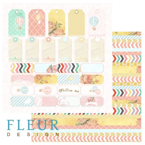 Double-sided sheet of paper Fleur Design Follow the dream "Tags", size 30. 5x30. 5 cm, 190 gr/m2