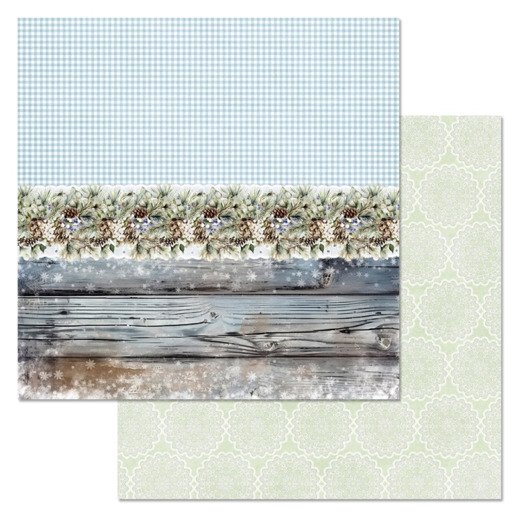 Двусторонний лист "Снежные сказки. Зимние доски", размер 30*30 см, 180гр (ScrapMania)