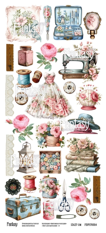 Лист для вырезания FANTASY "Винтажная рапсодия-4" размер 12*27 см, 190 гр
