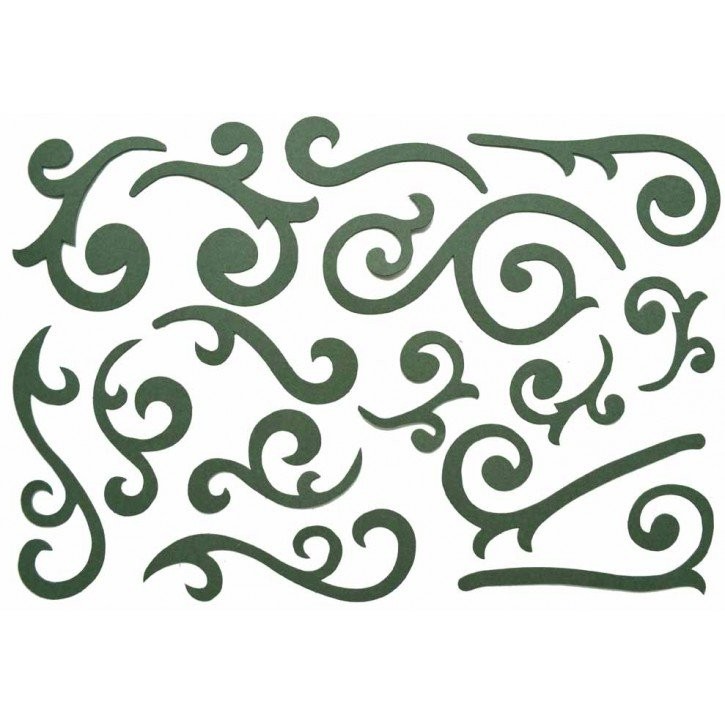 Curly cutting "Dark green curls", 15 elements