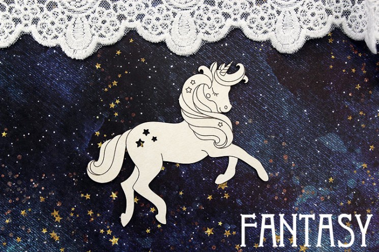 Chipboard Fantasy "Unicorn 1440" size 9.6*6.3 cm