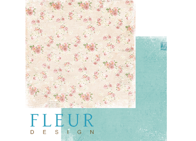 Double-sided sheet of paper Fleur Design Forgotten summer "Garden flowers", size 30.5x30.5 cm, 190 gr/m2