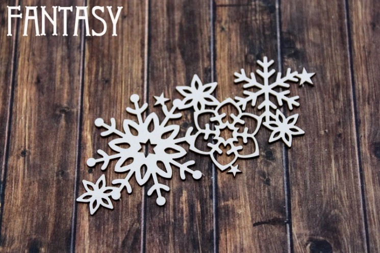 Fantasy Chipboard "Snowflakes and Stars 2296" size 8.1*3.7 cm