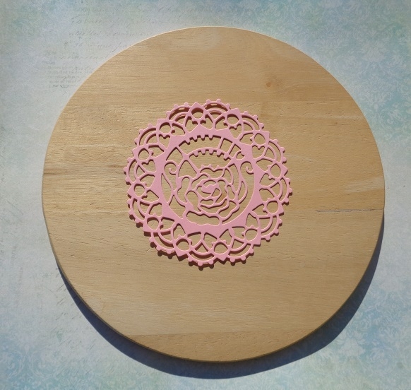 Вырубка салфетка роза розовая матовая дизайнерская бумага 160гр