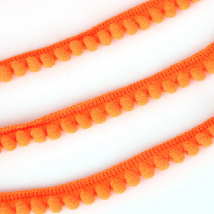 Ribbon with pompoms "Orange", width 1 cm, length 1 m
