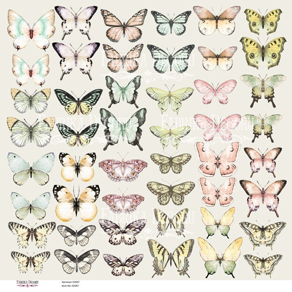 Sheet with pictures for cutting out Fabrika Decoru "Butterflies" size 30. 5x30. 5 cm