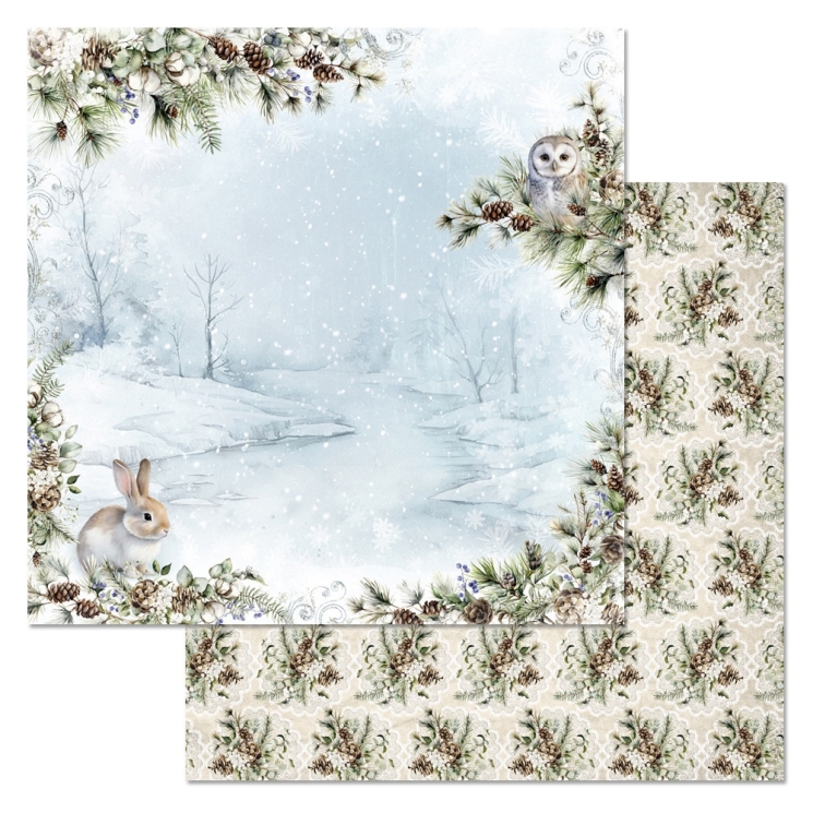 Двусторонний лист "Снежные сказки. В объятиях льда", размер 30*30 см, 180гр (ScrapMania)