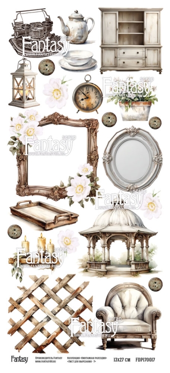 Лист для вырезания FANTASY "Винтажная рапсодия-7" размер 12*27 см, 190 гр 
