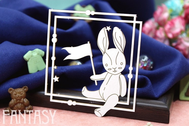 Chipboard Fantasy "Bunny in a frame 2158" size 7*7.7 cm