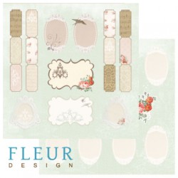 Двусторонний лист бумаги Fleur Design Цветущая весна "Теги", размер 30,5х30,5 см, 190 гр/м2