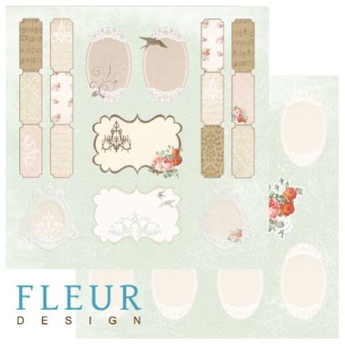 Double-sided sheet of paper Fleur Design Blooming spring "Tags", size 30. 5x30. 5 cm, 190 g/m2