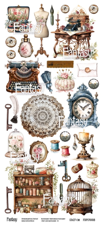 Лист для вырезания FANTASY "Винтажная рапсодия-8" размер 12*27 см, 190 гр