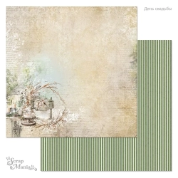 Двусторонний лист "День свадьбы. Торт", размер 30*30 см, 180гр (ScrapMania)