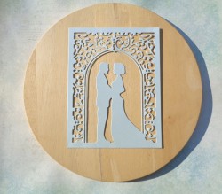 Cutting down the bride and groom pale blue designer paper mother of pearl 290 gr.