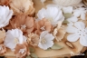 Набор цветов из ткани ручной работы Rosalina "Карамельная нежность", 17 цветочков + 6 листочков, размер от 2 см до 5 см