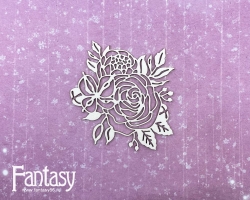 Чипборд Fantasy «Снежные объятия (Роза с хлопком) 3074» размер 7,8 см